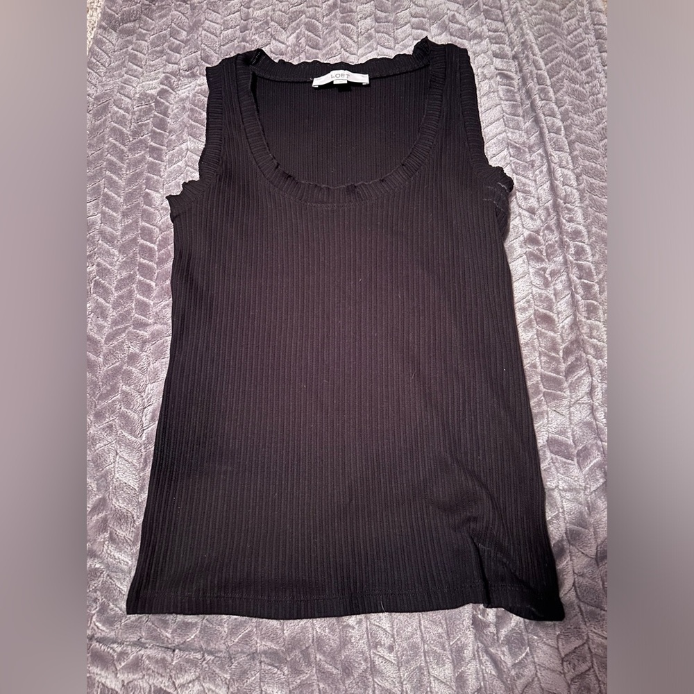 Loft black ribbed tank top